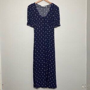 & Other Stories Dress EU 36 US 4 Navy Paisley Parisian French Cottage Feminine